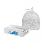 This picture features a box filled with 200 heavy duty, purely smile clear sacks from Blake & White. The bin liners are designed to withstand heavy loads and come in a sleek, white color.