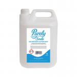 The picture shows a large 5L bottle of Blake & White Cleaning Chemicals & Accessories Purely Smile Degreaser Detergent. The label features the product name and brand, along with a bright, clean design. The liquid inside appears to be a clear, white color. Various cleaning accessories can also be seen in the background.