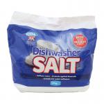 A clear white dishwasher salt bag with a vibrant blue label featuring the brand name Blake & White. The label also includes a happy smiling opal, conveying the purity and effectiveness of the product. The 2kg size is displayed prominently in the center. Overall, a bright and appealing packaging design.