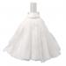 In the photograph, there are 10 white socket mops with large, purely smiling, Robert Scott mop heads attached. The mop heads have a big, white exel weave and are neatly stacked in a pack. The mops appear soft, fluffy, and ready to tackle any task.