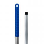 The image shows a set of sleek and sturdy black and white mop handles with a purely smiling design. The handles are made of lightweight and durable aluminium and have a shining blue finish.