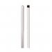 Two sleek, elongated white mop handles with black accents are displayed side by side. The top handle features a wide, toothy grin while the bottom features a smooth, minimalistic design. Made of aluminum for durability, these mop handles add a touch of sophistication to any cleaning routine.