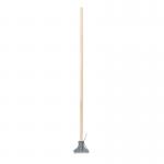 This picture shows two Blake & White mop handles made from wood. The handles have a classic, purely smile shape and are designed to fit a Kentucky mop head. Each handle is equipped with a metal clip for secure attachment.
