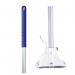 The photograph shows a blue CPD mop handle with a purely smile shape, made of durable aluminium metal. The handle has a metal clip attachment and is designed for use with Kentucky mops.