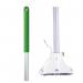 The picture shows a set of blake and white mop handles, specifically a purely smile Kentucky mop handle. It is made of aluminium with a metal clip and is colored in a vibrant green shade.