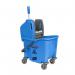 A picture of the Blake & White Buckets Purely Smile Kentucky Mop Bucket and Wringer features a 25 litre capacity, vibrant blue color, and an ergonomic design. The mop wringer is attached to the side of the bucket, making it convenient and easy to use. The smiling logo adds a touch of personality to this functional cleaning tool.