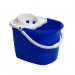In the photograph, the Blake & White Buckets Purely Smile Plastic Mop Bucket with Wringer can be seen in a bright shade of blue with a 15 litre capacity. The mop bucket is accompanied by a wringer and features a purely smile design, adding a touch of fun to this practical cleaning essential.