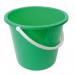 The picture shows two Blake & White buckets, with a vibrant green color and a round shape. The buckets have a smiley face design on them, adding a touch of playfulness. Each bucket has a capacity of 9 litres and is made of sturdy plastic material.