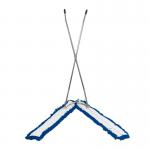 The photo captures a set of Blake & White brushes and brooms in a vibrant blue color. The Purely Smile dust V sweeper completes the set with its sleek design. The tools are arranged neatly and ready for use, conveying a sense of efficiency and cleanliness.