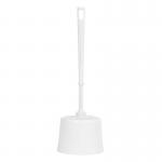 The Blake & White Washroom Systems Purely Smile Toilet Brush with Holder Set White PS8401 features a sleek, all-white design. The brush and holder are made of durable materials and have a modern, minimalist appearance. The set is perfect for any bathroom and adds a touch of style to the space.
