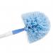 This photo features the Blake & White Washroom Systems Purely Smile Telescopic Cobweb Brush PS8630. The brush has a telescopic handle for easy reach and a white and blue design. Its pure white bristles capture and remove cobwebs, leaving your washroom sparkling clean.