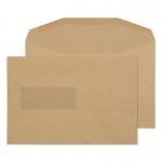 The photograph shows a stack of Blake Miscellaneous Sized Envelopes, measuring 162x238mm, made of Everyday Manilla paper. The envelopes have a gummed closure and a small window to show the contents. The pack contains 500 envelopes, all made of 80gsm paper.