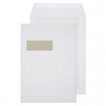 This photograph showcases a set of Blake board backed envelopes in white, with a window and a peel and seal closure. The size is 324x229mm and they have a 150gsm weight. The pack contains 125 envelopes.