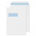 The photo shows a stack of Blake miscellaneous sized envelopes. The envelopes are white, with windows and self-seal pockets. They measure 324x229mm and are made of 100gsm paper. The pack contains 250 envelopes.