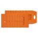 The photo shows a stack of Blake internal mail envelopes in vibrant orange color. Made of 120gsm manilla material, each envelope measures 220x110mm and has a convenient ungummed internal mail pocket. This pack of 1000 envelopes is perfect for organizing office mail and documents.