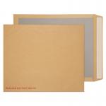 The picture shows a stack of 50 Blake board backed envelopes, each measuring 444x368mm. The envelopes are made of 120gsm manilla paper and have a peel & seal closure. They also have a back pocket for extra storage.