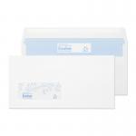 This picture features a pack of Blake Miscellaneous Sized Envelopes. These self-seal wallets are made of 90gsm white paper and have a convenient window for easy addressing. With a size of 110x220mm, these envelopes are perfect for a variety of mailing needs. The pack contains 1000 envelopes.