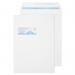 This photo features a stack of white envelopes with a convenient self-sealing pocket and a clear window for efficient mailing. These envelopes are available in a variety of sizes and are made with environmentally-friendly materials.