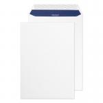 The image shows a stack of numerous sized envelopes from Blake, featuring a pure super white wove texture. The envelopes are designed with a convenient peel and seal closure, and measure 324x229mm. Made from 120gsm paper, this pack contains 250 envelopes.