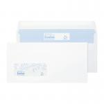 The photograph showcases a pack of 1000 Blake Eco DL Envelopes with a Recycled Window Wallet design. The envelopes are made of 90gsm White paper and feature a Self Seal closure. Simple yet stylish, these envelopes make a sustainable choice for your mailing needs.
