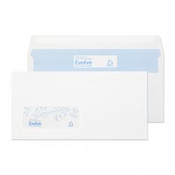 Evolve DL Envelope Recycled Window Wallet Self Seal 90gsm White (Pack of 1000) RD7884 BLK93001