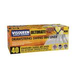 Visqueen Ultimate Drawstring Swing Bin Liner 30 Litre White (Pack of 40) RS057767 BPI86418