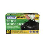 Visqueen Ultimate Tie Top Refuse Sack 80 Litre Black (Pack of 40) RS057769 BPI86420