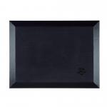 The image shows a sleek and stylish black noticeboard, measuring 60x45cm, with a soft and smooth texture. The black frame adds a touch of sophistication to the overall design. The Bi-Silque and Bi-Office logos are visible on the bottom right corner, indicating the brand. The Kamashi material gives the noticeboard a professional look while also providing a durable surface for pinning important notes and reminders. It is perfect for any office or workspace.