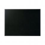 The image shows a black Bi-Office noticeboard with a soft touch surface, measuring 900x600mm. The sleek design and durable construction create a professional and functional board for displaying important information.