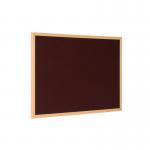 In the photo, there is a rectangular-shaped noticeboard with a burgundy-colored felt surface. The board is framed with a sturdy MDF frame in a rich oak color. The size of the noticeboard is 120x120cm, providing ample space for displaying various materials. The earth executive theme adds a touch of elegance to the overall design. The felt surface is perfect for pinning papers and notes. This noticeboard would be a functional and attractive addition to any workspace or home.