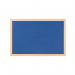 The photo shows a large Bi-Silque Earth Prime felt noticeboard, measuring 240x120cms, in a beautiful shade of blue. The frame is made of sturdy oak MDF, adding a touch of elegance to the overall appearance. The noticeboard is covered in a soft, felt material, perfect for pinning up important reminders, notes, and photographs. Its generous size and attractive design make it a great addition to any office, classroom, or home.