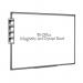 The photograph showcases a sleek, aluminium-finished Bi-Office magnetic whiteboard measuring 600x450mm. It features a clean, glossy surface perfect for writing and displaying important information. The board is accented with a magnetic strip along the top for easy attachment of notes and documents.