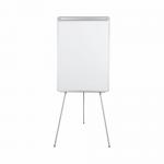 The photograph shows two tall easels standing side by side in a bright, well-lit room. The easels have sleek aluminium frames and are equipped with large magnetic whiteboards that span the full height and width of the frame. On the whiteboards, there are neatly written notes and diagrams in different colors, showcasing the perfect canvas for brainstorming and presentations. The easels also have adjustable tripod legs that provide stability and can be easily folded for storage. The overall appearance exudes professionalism and functionality.