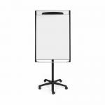 This image shows a Bi-Silque flipchart easel and pads, as well as a Bi-Office Mastervision magnetic mobile easel in black. The easel measures 70x100cm and is designed for easy mobility. It features a sleek and modern design, with a magnetic surface for displaying papers and other materials. The overall look of the easel exudes professionalism and efficiency, making it a great addition to any workspace.