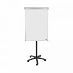 The photograph features a black and grey Bi-Silque flipchart easel and pads. The easel is magnetic and has a mobile design, making it easy to move and transport. The size of the easel is 70x100cm, providing plenty of space for writing and displaying materials. The sleek design of the easel is both functional and aesthetically pleasing.