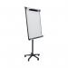 The photo shows a Bi-Silque flipchart easel and pad positioned on a Bi-Office mobile magnetic flipchart easel. The easel measures 700x1000mm and features a sleek, modern design. The flipchart pad is mounted on the easel and is ready for presentations or meetings. The easel also features a magnetic surface for displaying additional materials, while the mobile base allows for easy movement around a room. The overall look is professional and functional, making it ideal for any workplace setting.