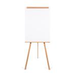 In the picture, there is a Bi-Silque Flipchart Easel & Pads set displayed. The easel is the ARCHYI Angolo Tripod Easel, made of lacquered steel with a sleek, professional design. On the easel is a large 75x106cm pad, ready for notes and drawings. The easel and pad are both in perfect condition and ready to use.