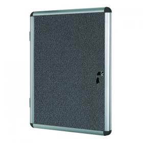 Bi-Office Enclore Felt Lockable Glazed Case Aluminium Frame Grey Felt 1160x35x981mm VT640103150 BQ52005