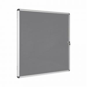 Bi-Office Enclore Display Case Grey Felt Acrylic Aluminium Frame 12xA4