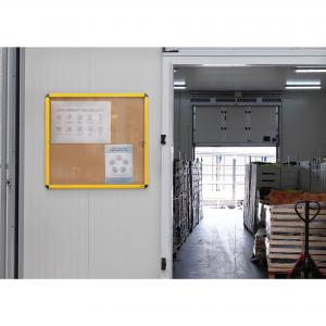 Bi-Office Ultrabrite Cork Display Case Acrylic Yellow Aluminium Frame