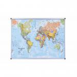 Bi-Office Maya Magnetic World Map Board 120x90cm MAP0100802 BQ81080