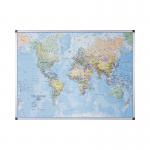 Bi-Office Maya Magnetic World Map Board 120x90cm MAP0100802 BQ81080