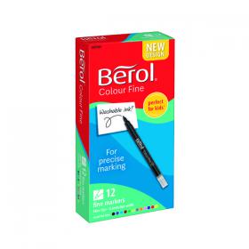 Berol Colourfine Pen Water Based Ink Assorted (Pack of 12) CF12W12 S0376340 BR00006