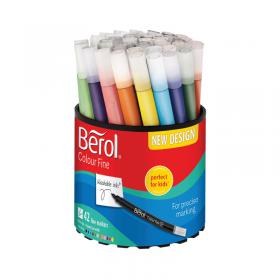 Berol Assorted Water-Based Colourfine Pen Tub (42 Pack) S0376490 BR30074