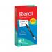 This photo features a pack of Berol Fineliners, each with a bold black color. The 12 markers have fine tips for precise and detailed drawings or writing.