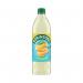 A refreshingly bright photo of Robinsons Soft Drinks Lemon Squash, with a 1 litre bottle and no added sugar. The drink is a vibrant yellow color and has the Robinsons logo prominently displayed in white letters. The background showcases a sunny and outdoor setting, perfect for a summertime drink.