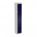 Bisley CLK 2 Door Locker with 1 x Fixed Coat Hook Per Compartment in Light Grey/Oxford Blue CLK122-av7/ay7