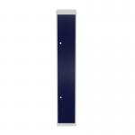 Bisley CLK 2 Door Locker with 1 x Fixed Coat Hook Per Compartment in Light Grey/Oxford Blue CLK182-av7/ay7