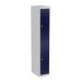 Bisley CLK 2 Door Locker with 1 x Fixed Coat Hook Per Compartment in Light Grey/Oxford Blue CLK182-av7/ay7