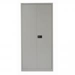 Bisley Economy Cupboard 1950mm High with Four Black Dual Purpose Filing Shelves in Goose Grey E782A04-av4